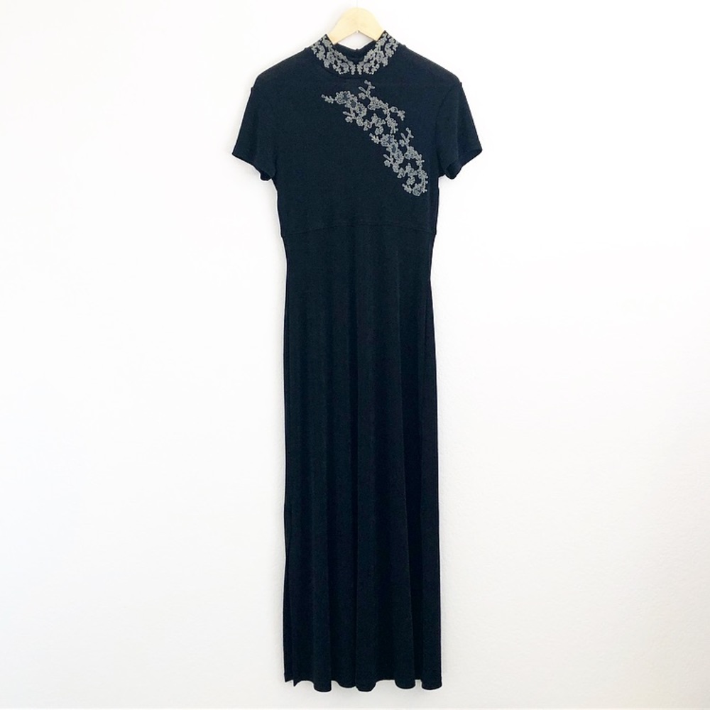 Vintage 90’s Black Mock Neck Maxi Dress